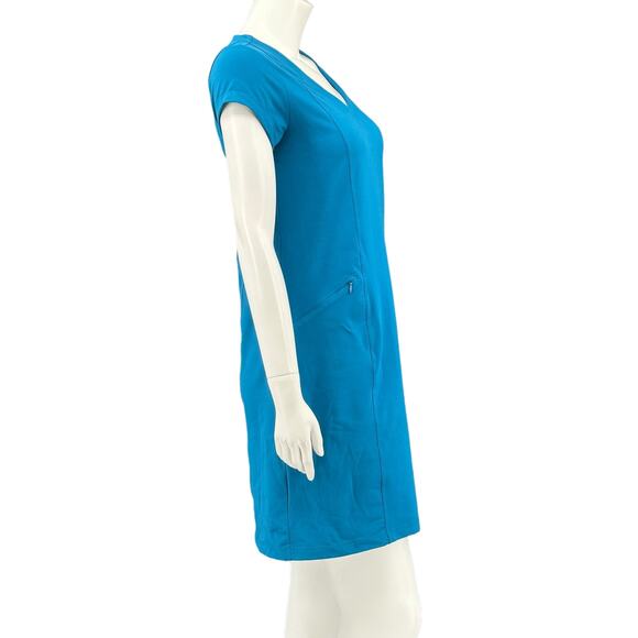 Toad & Co Dress Women Small Blue Aquaculture Short Sleeves Stretch Summer Travel - Picture 3 of 8